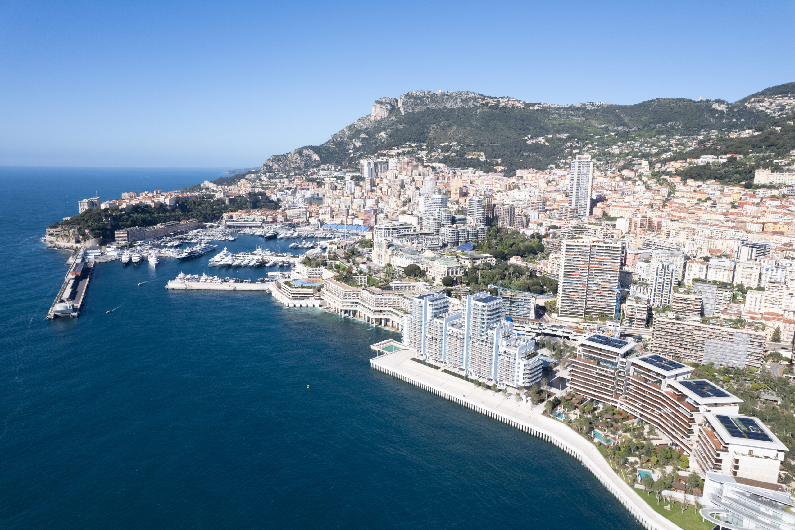 Aerial view of Monaco and the Mediterranean Sea